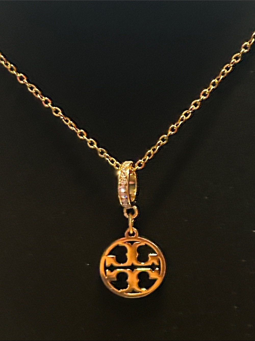 Gold Round Logo Pendant Necklace - Women's Jewelry